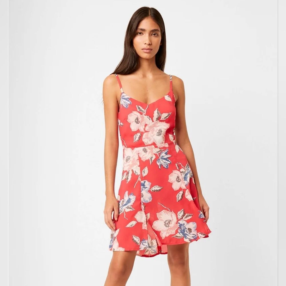 French Connection Cari Crepe Pink Floral Sleeveless Mini Sundress Dress Size 8